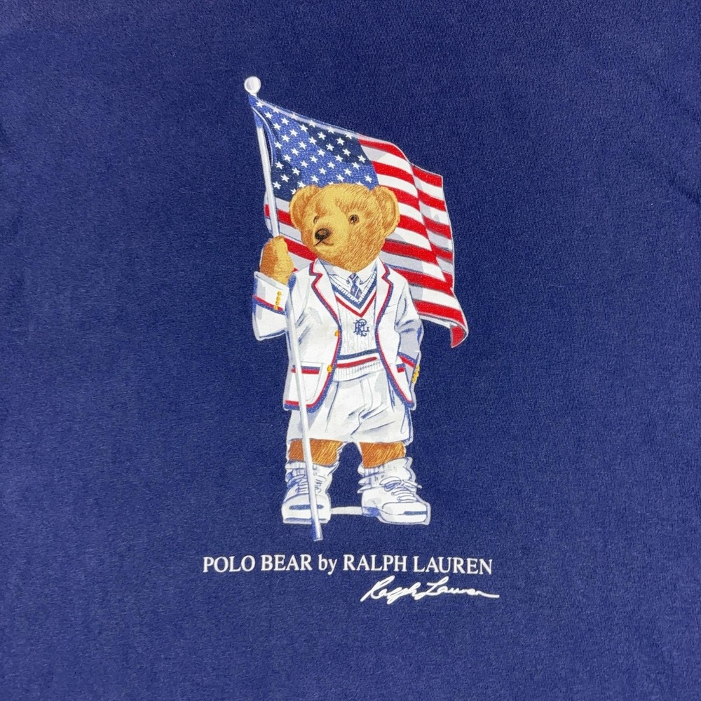 Polo Ralph Lauren Shirt Mens L Polo Bear USA Flag Graphic Tee Tagless Jersey